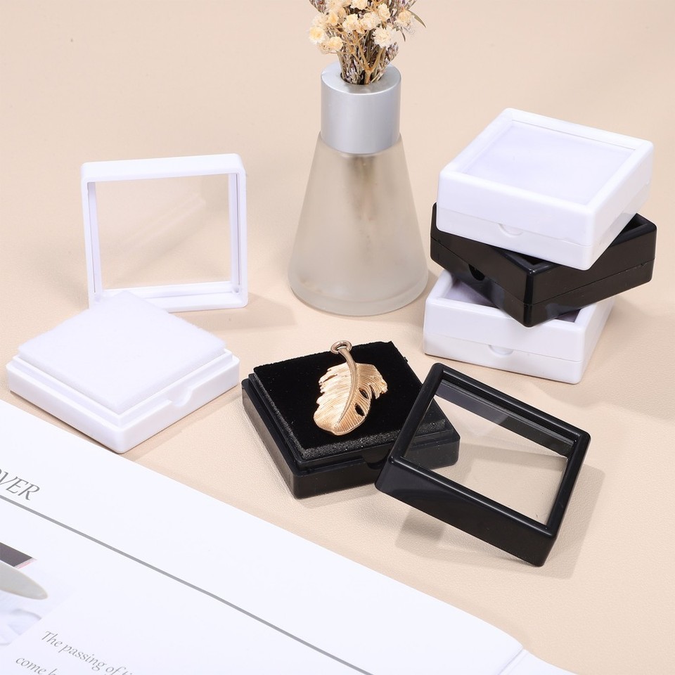 20 Pcs Plastic Jewelry Containers Square With Clear Lids And Sponge ...