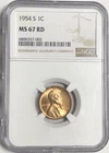 1954 S WHEAT CENT "NGC PF67 RD" LUSTOUS, SOLID LOOKING MIRRORS AND DETAIL👍👍 💥