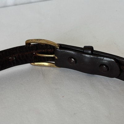 VTG Hickok Belt Mens 34 Cowboy Welt Seam Leather Brown Brass 