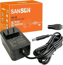 Listed 12V 2A Power Supply Adapter, AC120V to DC12V 5.5x2.5mm Jack Converter...
