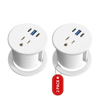 2 Pack Desk Grommet Power Outlet, 2.5 inch Desktop Recessed Outlet with 20W F...