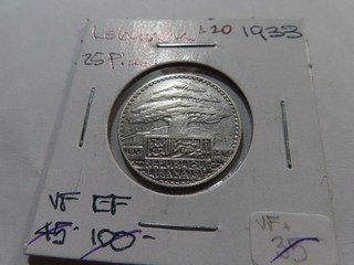 L20 Lebanon 1933 Silver 25 Piastres VF