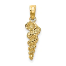 10K Yellow Gold 3-D Mini Common Wentletrap Shell Charm Pendant 0.98gm L-13 mm