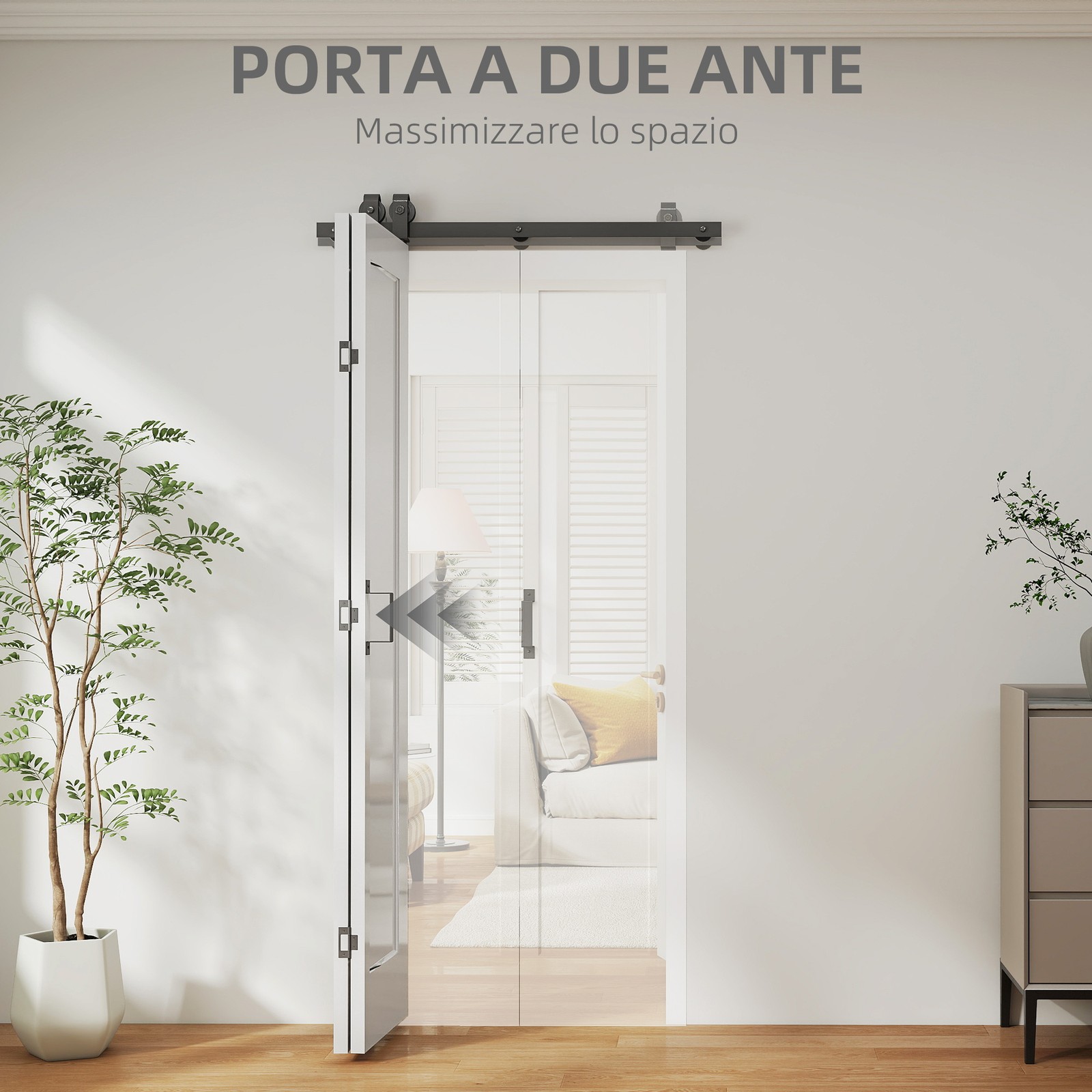 HOMCOM Porta a Libro Pieghevole con Superficie Verniciabile 90x210 cm Bianco foto 5