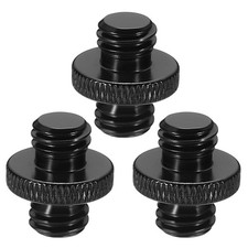 Tripod Screw Adapter Camera Screw Mount 3/8" Male to 3/8" Male Black 3Pcs