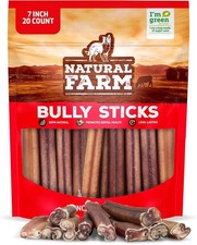 Odor-Free Bully Sticks 7-Inch Long 20 Count Bag 100 Beef Pizzle Chew Treats