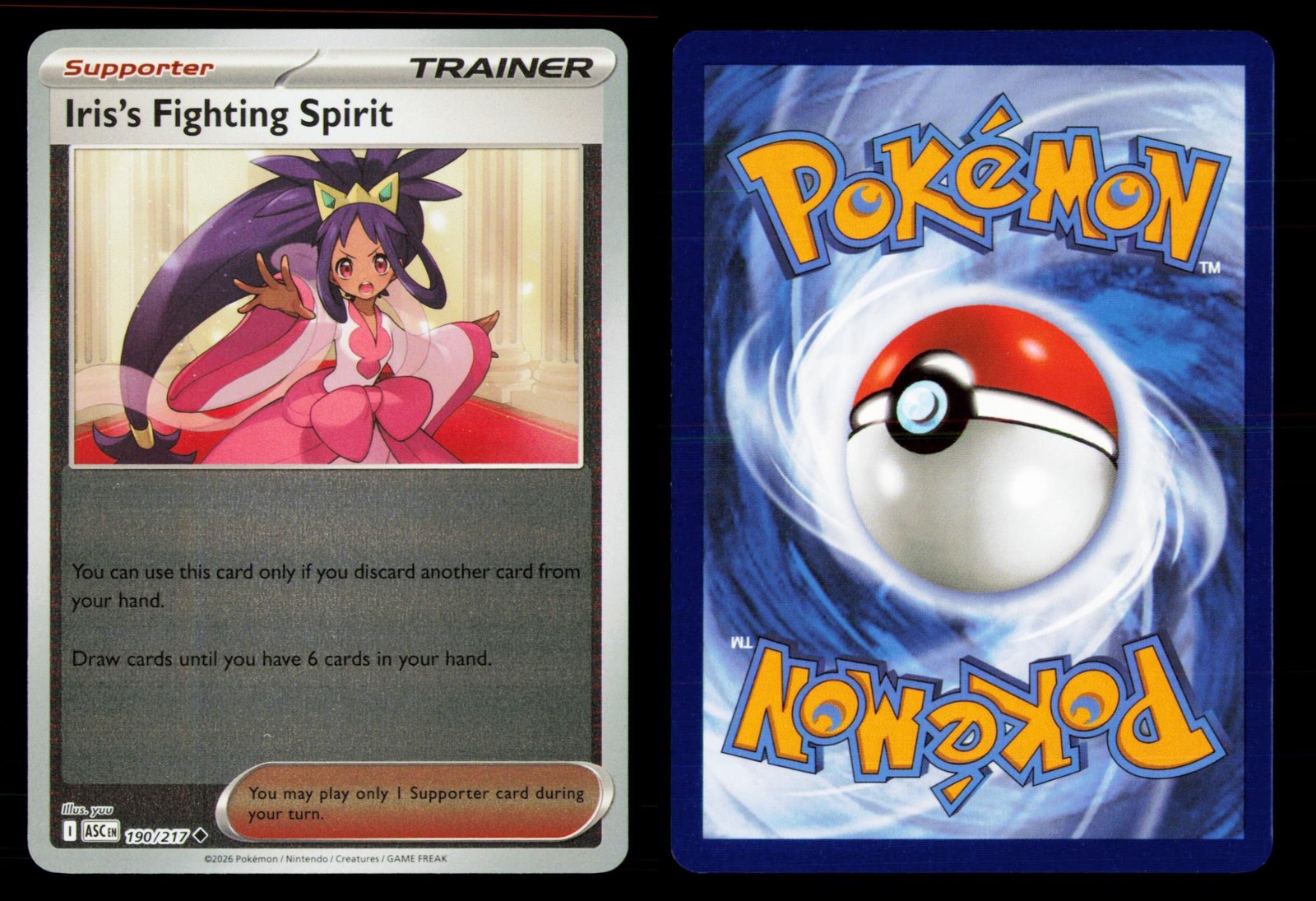 IRIS'S FIGHTING SPIRIT 2026 190/217 UC ASCENDED HEROES POKEMON REVERSE HOLO NM
