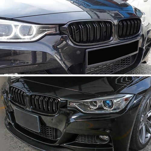 Gloss Black For BMW F30 F31 2012-2018 3 Series Front Bumper Kidney Grille Grill - Picture 2 of 7
