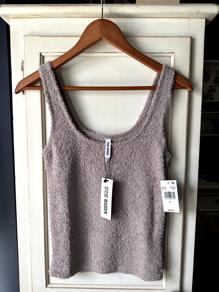 Camiseta sin mangas Steve Madden para mujer cuello redondo chenilla para dormir Foto 4 de 4