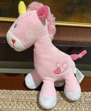 Okie Dokie Pink UNICORN 9.5 Rattle Plush Toy EUC