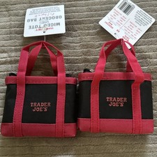 Red and Black Trader Joe  s Micro Mini tote Grocery Bags. 2 bags for 30.00