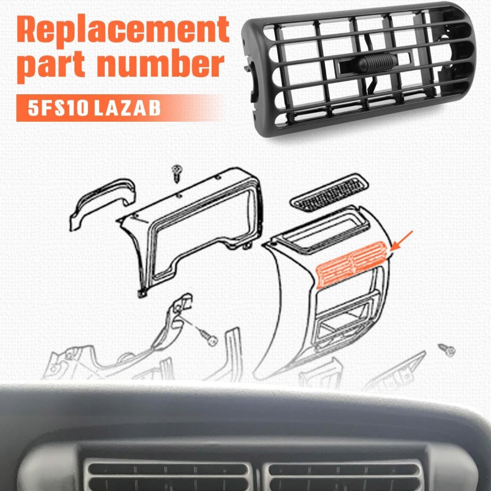 For Jeep Wrangler TJ 1997-2006 Dashboard Vent Grille 2Pc 5FS10LAZAB Plastic New thumbnail 9