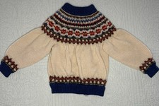 Dale of Norway Wool Knit Cardigan Sweater Kids Size 4 White Red  Blue