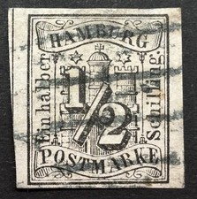 Hamburg # 1 - schwarzer Strichstempel - breite R&auml;nder - signiert