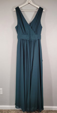 LULUS Dress Womens Size LARGE Thoughts of Hue Maxi Emerald Green Surplice NEW