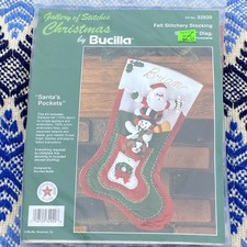 BUCILLA Gallery of Stitches Christmas Felt Stocking Kit Santa's Pockets 32920