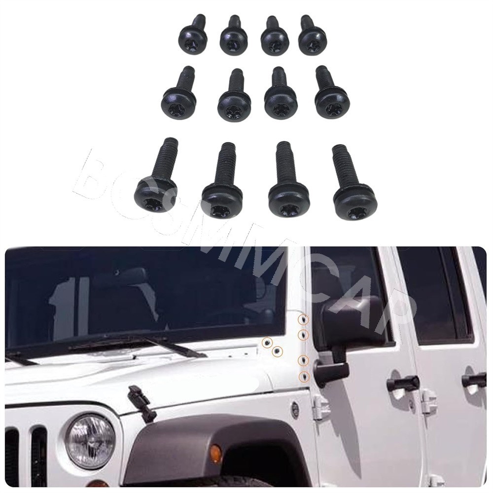 Vehicle Windscreen Frame & Hinge Screw Bolts Fit For Jeep Wrangler JK 2007-2017
