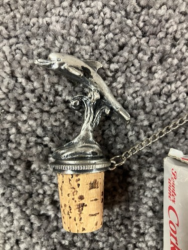 Tappo sughero vino in peltro Norpro Dolphin - Foto 2 di 3