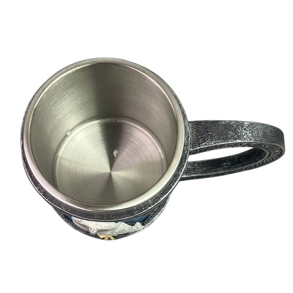 Owl Tankard Mug Fantasy Stainless Steel Nordic Tribal Filigree - Image 3 of 4