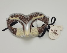 KBW Venetian Masquerade Mask Glitter Filigree Silver Trim Halloween Party NWT