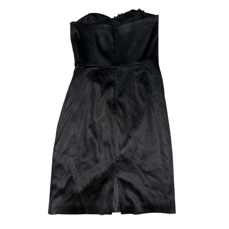 White House Black Market Strapless Black Ruffle Cocktail Dress Women’s size 4 - Image 2 of 4