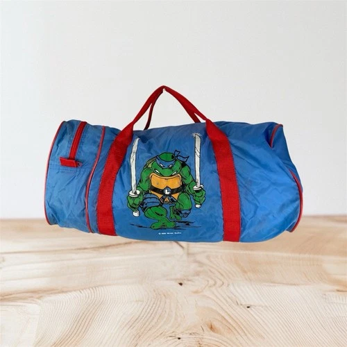 Vintage 1988 Teenage Mutant Ninja Turtles Y2K Leonardo Duffel Bag TMNT Zippers