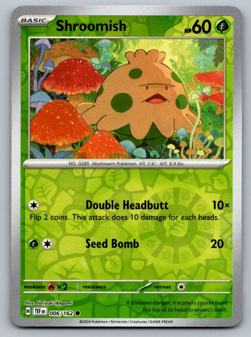 Shroomish 006/162 Common Temporal Forces Pokemon Reverse Holo Lightly Played
