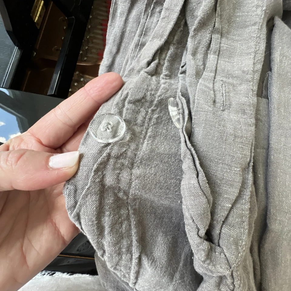 Edredón Restauración Hardware 100% Lino King W-2King Shams Vintage Botón Lavado Foto 4 de 4