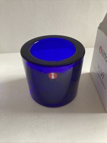 Iittala x Marimekko KIVI Kunst Glas Windlicht Teelichthalter x2 verpackt Kobaltblau - Bild 11 von 11