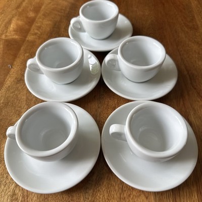 Set of 5 Nuova Point Milano Espresso Cups - White Italian Porcelain