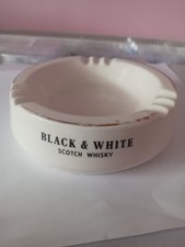 Wade Black And White Scotch Whisky Ashtray, No Noticeable Chips, Good Condition