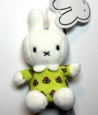 Miffy plush 5" keychain, sitting in flower dress. Illustrated by Dick Bruna