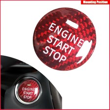 For Mazda CX-3 CX-5 MX-5 Red Dry Carbon Fiber Engine Start Stop Button Cover 1*