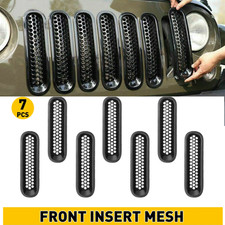 7pcs Front Bumper Insert Mesh Cover Grille Trim For 2007-18 Jeep Wrangler Jk Jku
