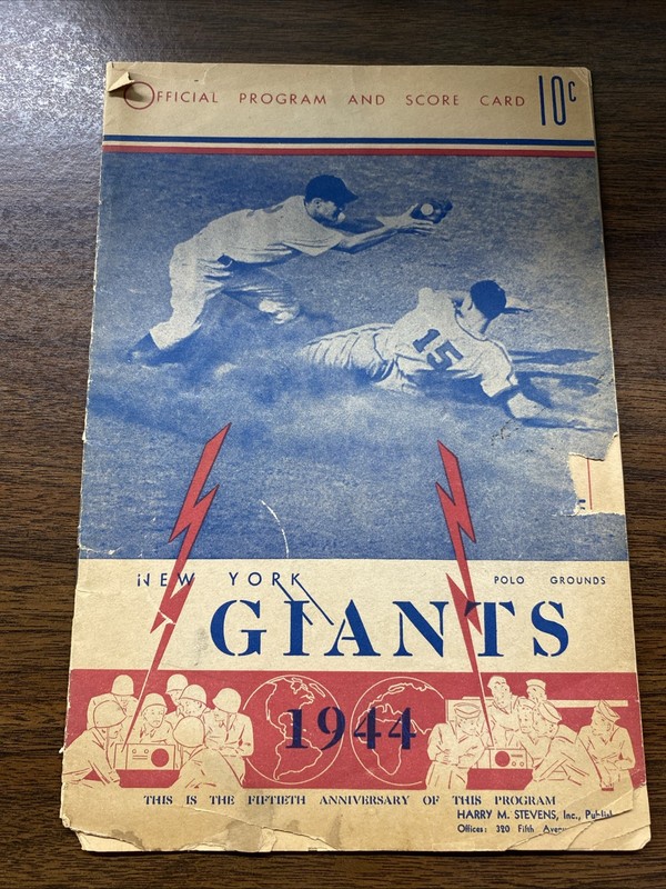 RARE 1944 New York Giants Polo Grounds vs Brooklyn Dodgers Program POOR UNSCORED
