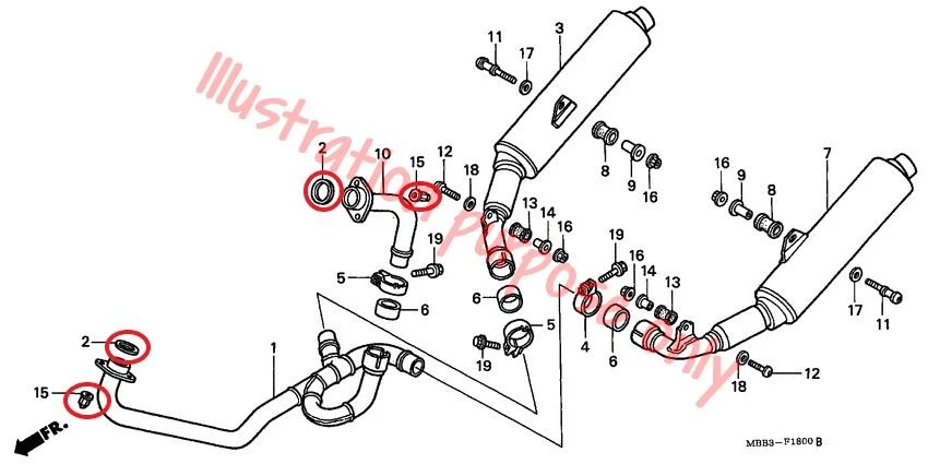 Juego de reparación junta colector escape honda vtr1000f Super Hawk (1998-2005) Foto 3 de 3