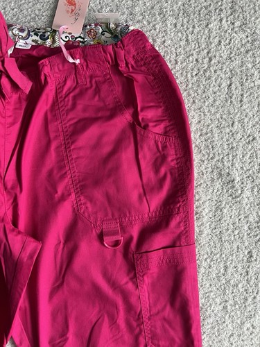 Koi Scrub Pants Women’s XLT XL Tall Lipstick Pink Lindsey Cargo Nursing Medical - Picture 5 of 14
