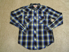 Wrangler Pearl Snap Shirt Men Medium Black Shadow Plaid Western Long Sleeve