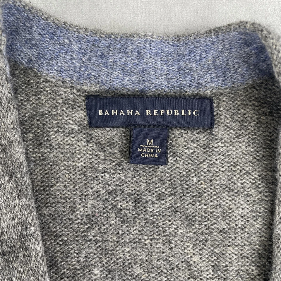 Banana Republic Suéter Chaleco Para Hombres M Gris Mezcla de Lana Bolsillos con Botones Abuelo Núcleo Foto 4 de 4