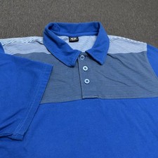 Oakley Polo Shirt Men Medium Blue Colorblock Stripe Golf Performance