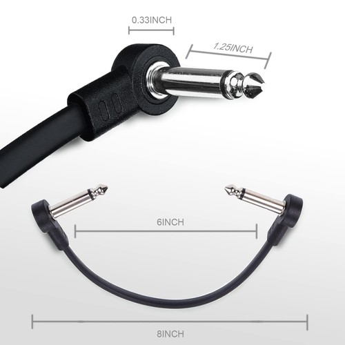 6 Inch Guitar Patch Cables 6 Pack, 1/4" TS Right Angle Effect Pedal Flat Cabl... - Picture 6 of 7
