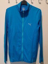 PUMA Seamless Track Jacket Full Zip Moisture Wicking Blue Turquoise Size L 12-14