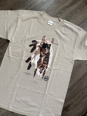 Vintage Native American Indian Warrior Print Shirt 1994 Menchego Large