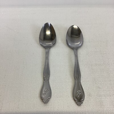 2 Pcs CUSTOMCRAFT Stainless Sample Flatware Spoons Monogram ''P   Lot Of 2