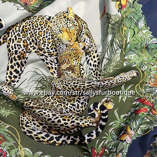 Sallys Boutique Estampado Leopardo 14 Momme Sarga Seda Chal Bandana Bufanda 68cm - Imagen 9 de 19