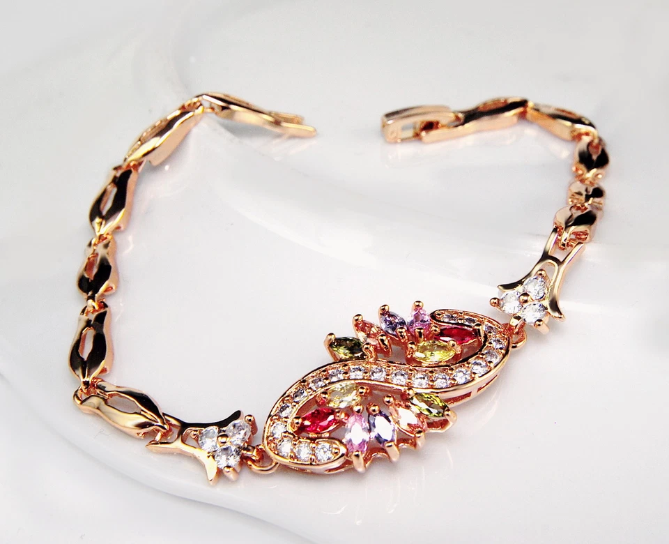 Damen-Armband bezaubernde Armband Vergoldet God K18 /750er Edestein Garnet mix - Bild 2 von 2