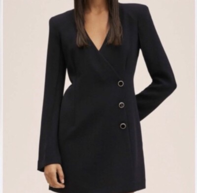 JASON WU Black Blazer Dress Women's Medium 3 Button Back Zip NWT $395