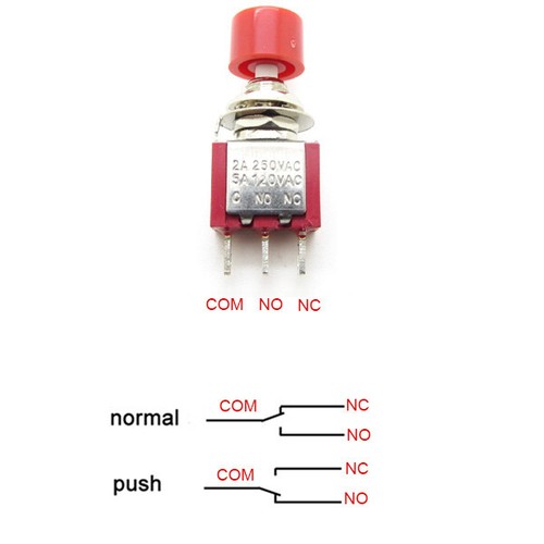 5 x Mini Momentary Red Knob Push Button Switch SPDT NO-COM-NC 5A 120V 2A 250V - Picture 5 of 5