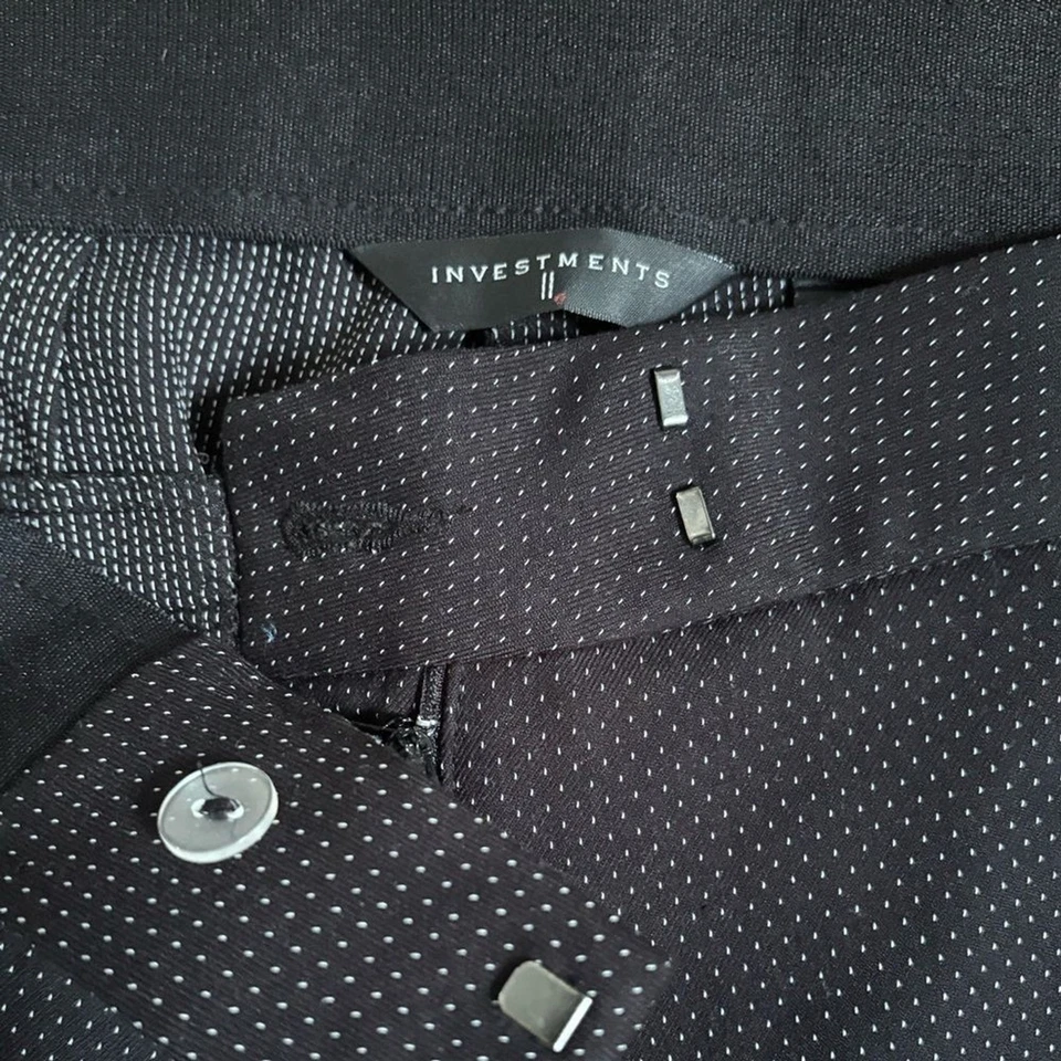 Investments II Women’s Plus Size Black Dress Pants w/ White Polka Dots-size 16W - Image 3 of 4