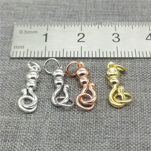 5pcs of 925 Sterling Silver Gourd Clasps Rhodium Gold Plated Hook Connectors - Picture 2 of 7